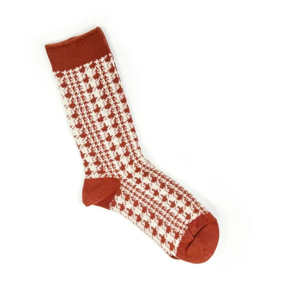 NWT Charley Red and White Houndstooth Crew Socks